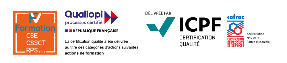 Logo QUALIOPI : composition figurée servant à identifier visuellement la certification QUALIOPI de l'organisme de formation FV Formation