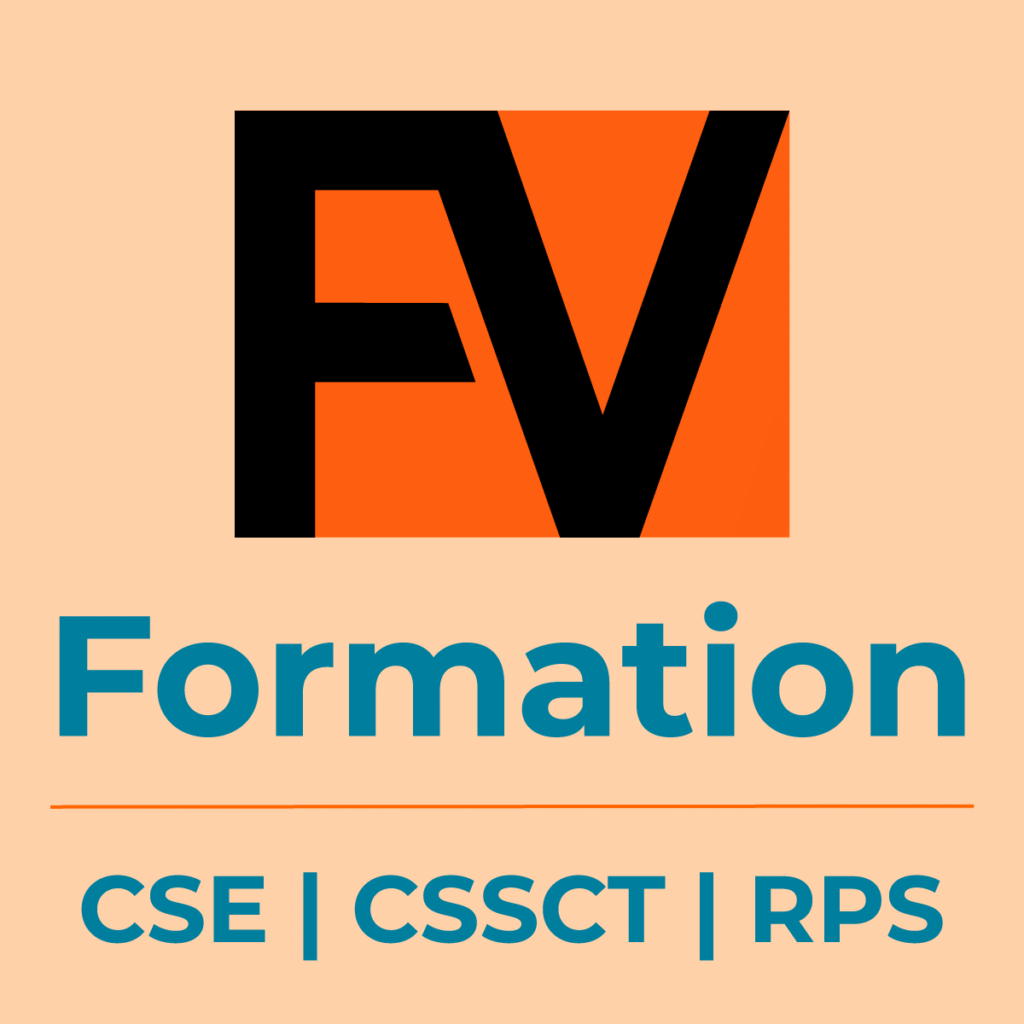 Logo de FV Formation avec le texte : FV Formation – CSE – CSSCT – RPS