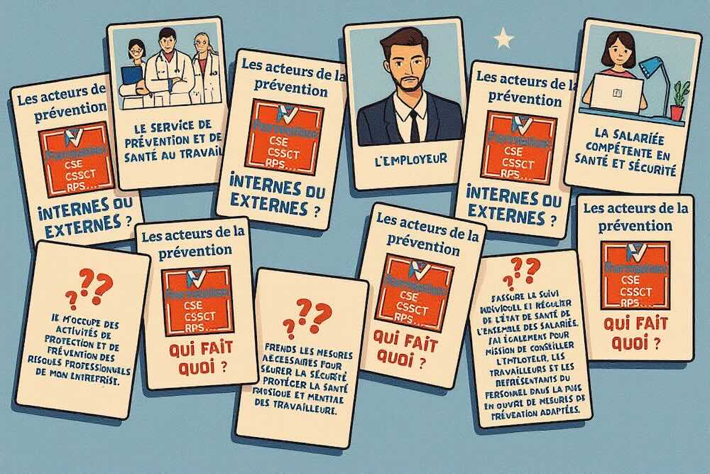 Représentation du jeu de cartes sur les acteurs de la prévention de la collection ludopédagogique FV Formation. 