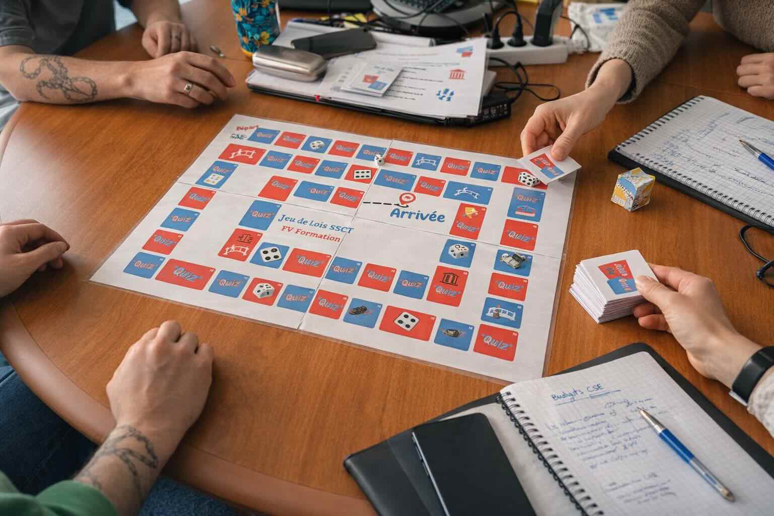 Photo d'un groupe d'élus cse qui jouent au jeu de lois créé par FV Formation